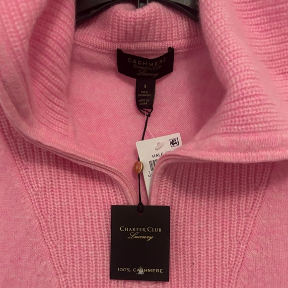 Charter Club Pink Half-Zip Turtleneck Sweater - Picture 4 of 7